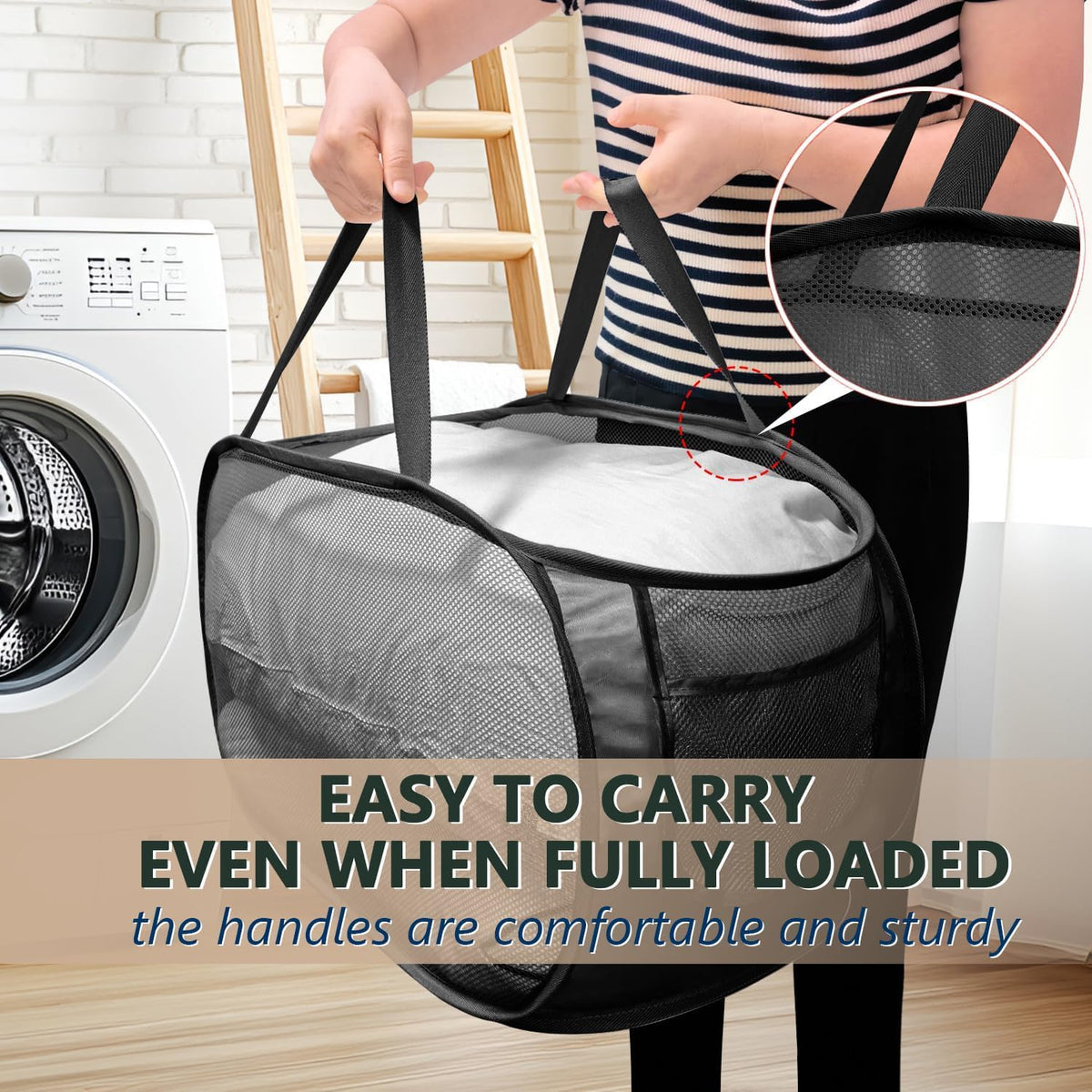 Collapsible Laundry Hamper Basket,Pop Up Mesh Divider Bag for Laundry Room