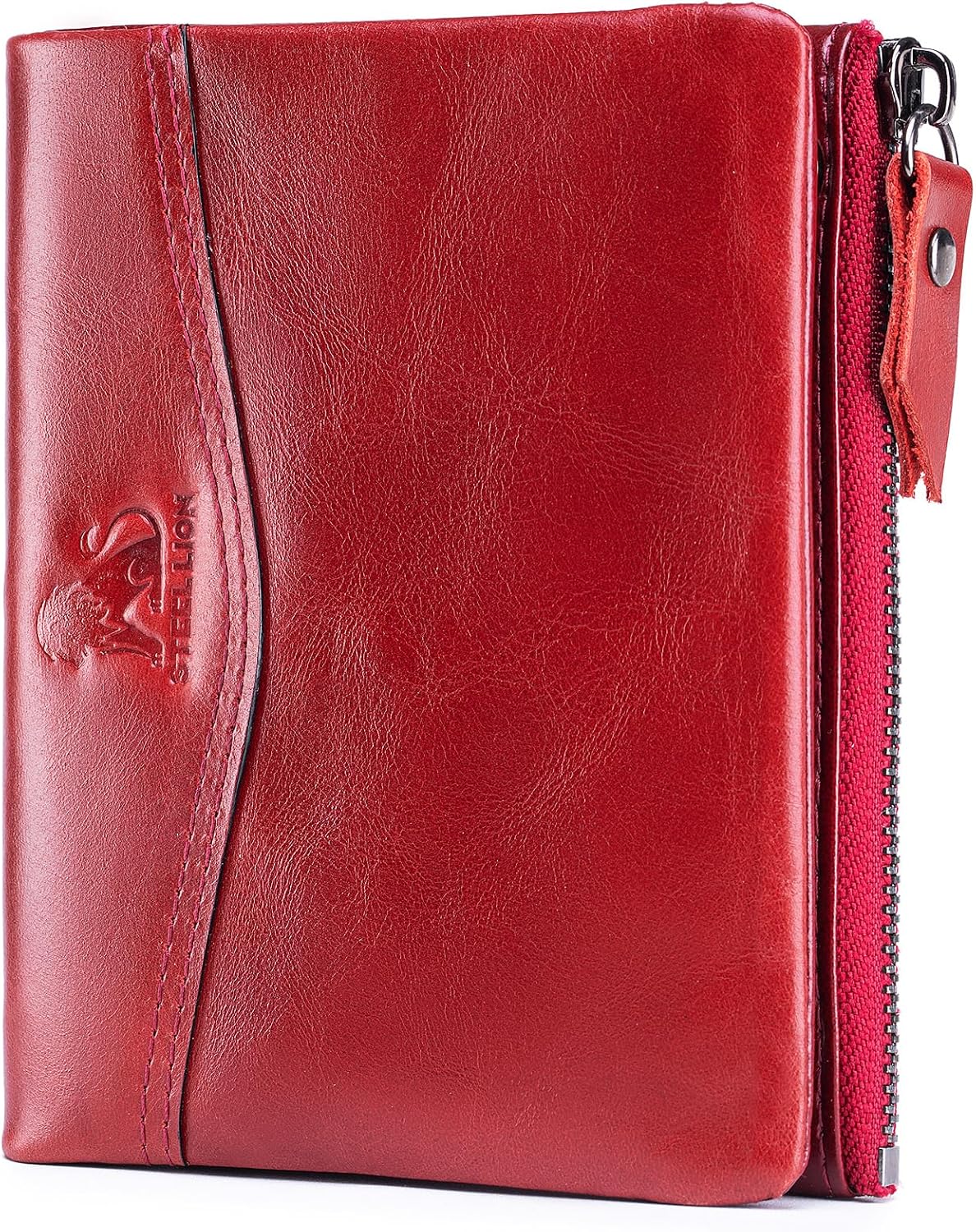 Wallet for Women, RFID Blocking Leather Zip Wallet, 10 Card Slots