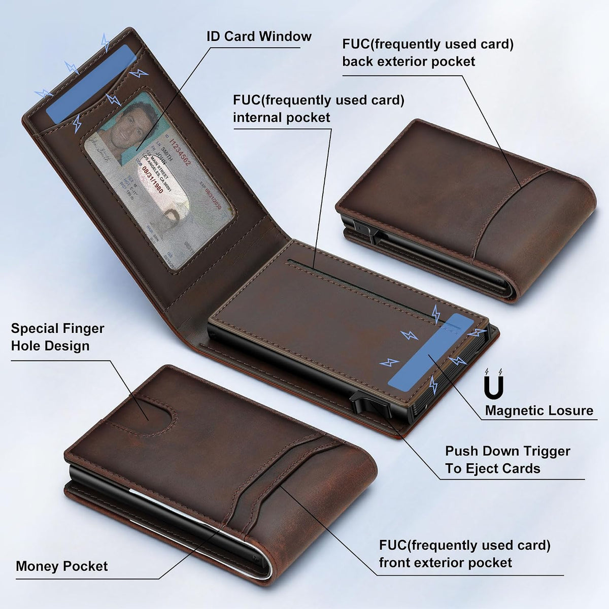 Card Wallet For Men Slim Minimalist: Smart Rfid Front Pocket Pop Up Wallets