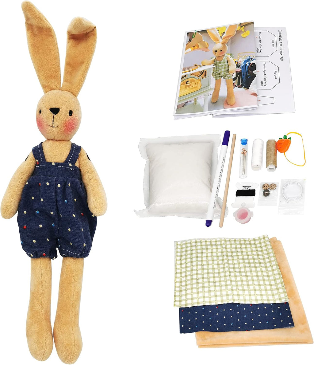 DIY Bunny Sewing Craft Kit, Handmade Fabric Project with Instructions