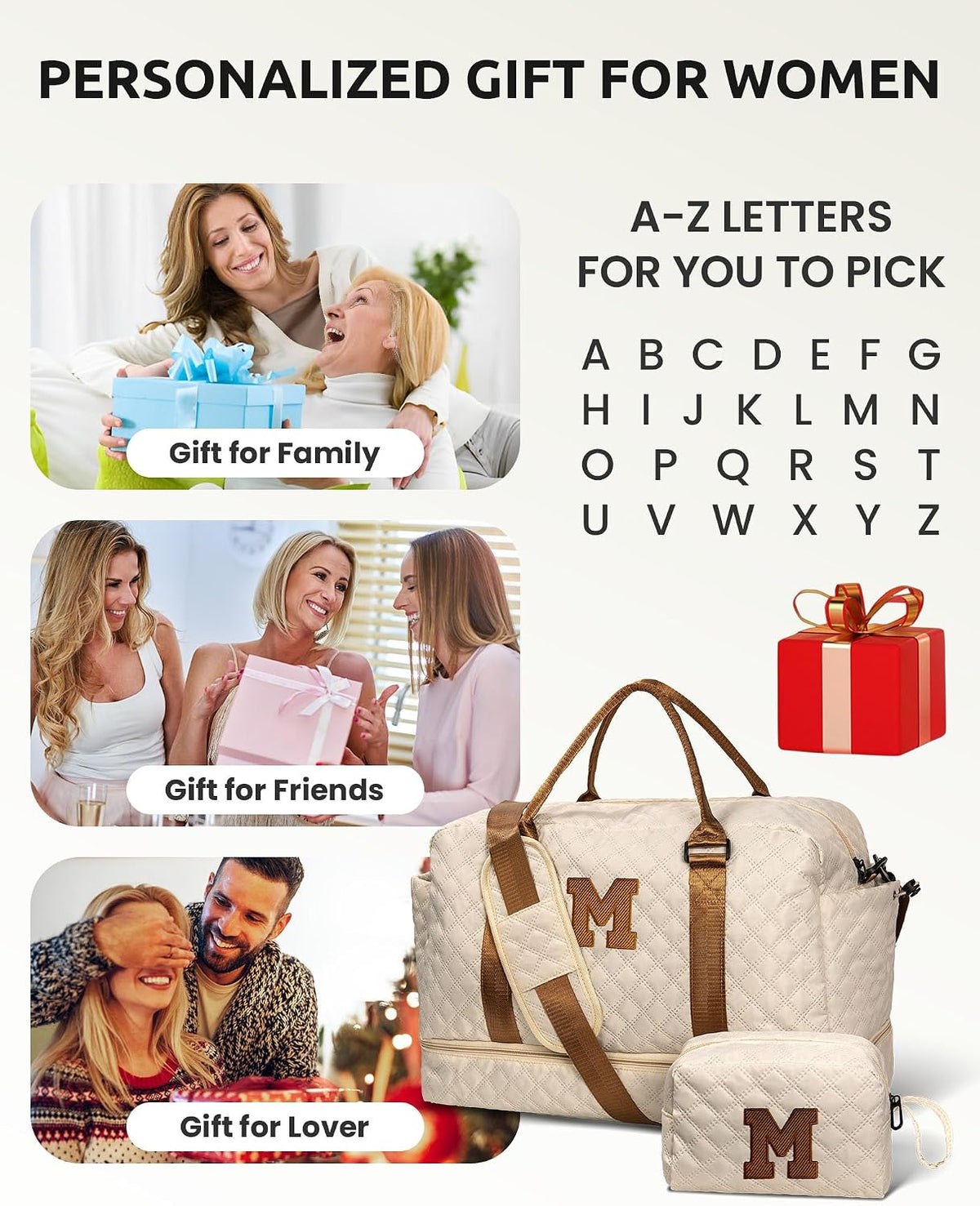 Girls/Kids Gifts Initial Duffle Bag with Shoe Compartment for Her