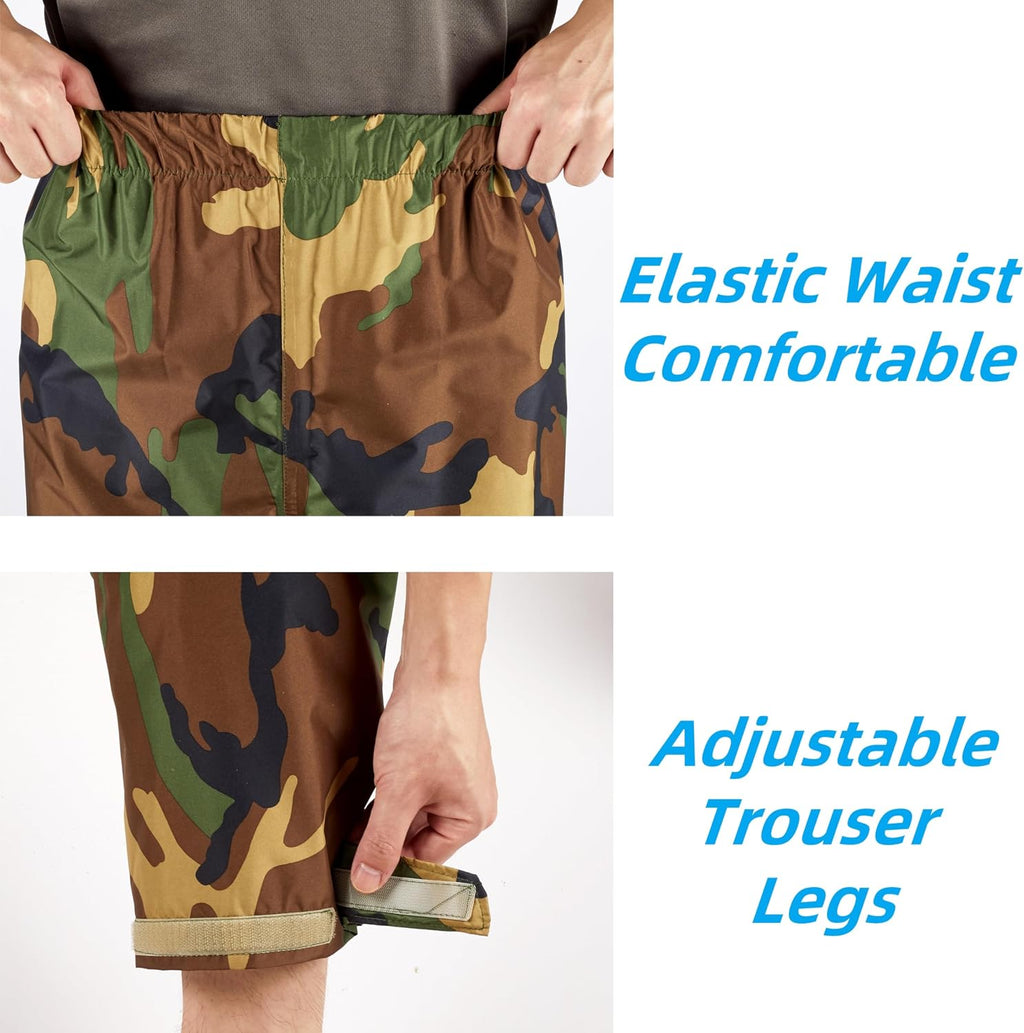 Rain Suit, Rain Gear for Men Waterproof, Camo Rain Jacket, Lightweight Rain Coat