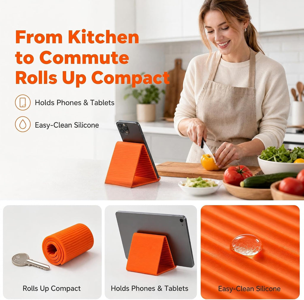 20x10cm Flexible Silicone Phone Stand, Orange