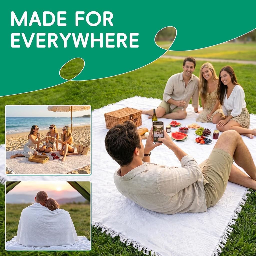 Extra Large Boho Beach Mat Picnic Outdoor Blanket Woven Giant Towel Camping Gear Cruise Essential 2026 Summer Vacation Must Have Airplane Travel Accessories Costa Rica Bahamas Hawaii Trip Stuff Gift