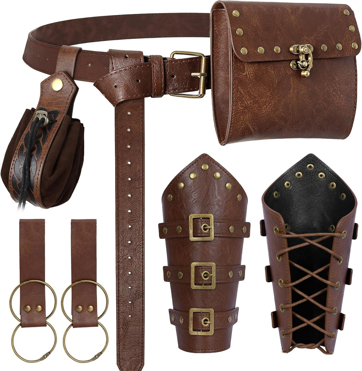 Renaissance Belt Pouch Medieval Pirate Costume Accessories Set for Cosplay