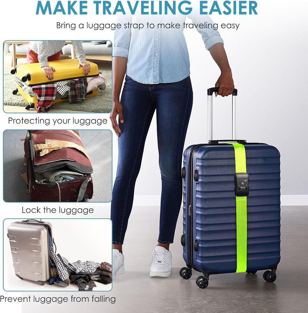 Travel Inspira TSA Approved Luggage Strap - Adjustable Length with Combination Lock and Digital Luggage Scale 110 Pounds, Battery Included