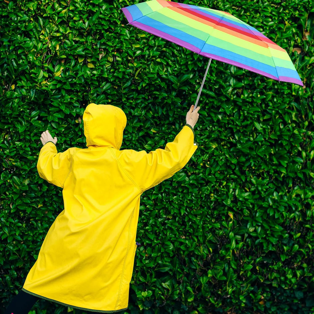 12 Pc Rainbow Umbrella Portable Tri Folded Pride Umbrella Windproof Compact Rain Parasol for Travel Beach Wedding Party