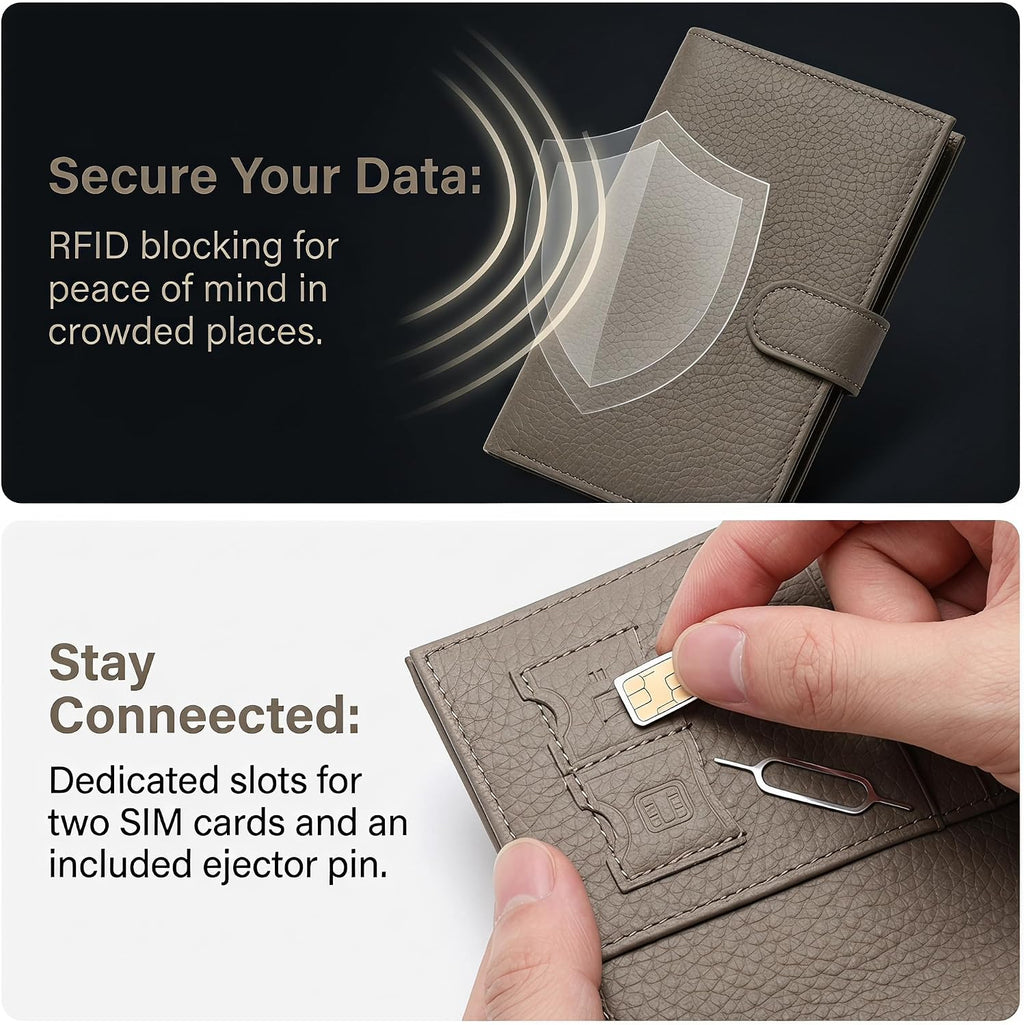 Top Grain Leather Passport Holder for Travel, RFID Blocking Wallet