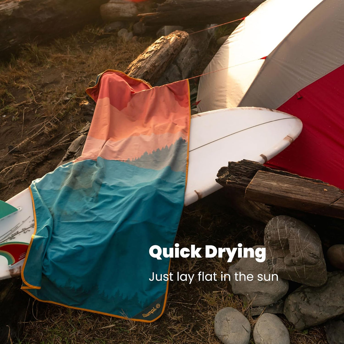 Rumpl Tech Towel, Quick-Dry for Travel, Beach, and Camp, Midnight Sandstone