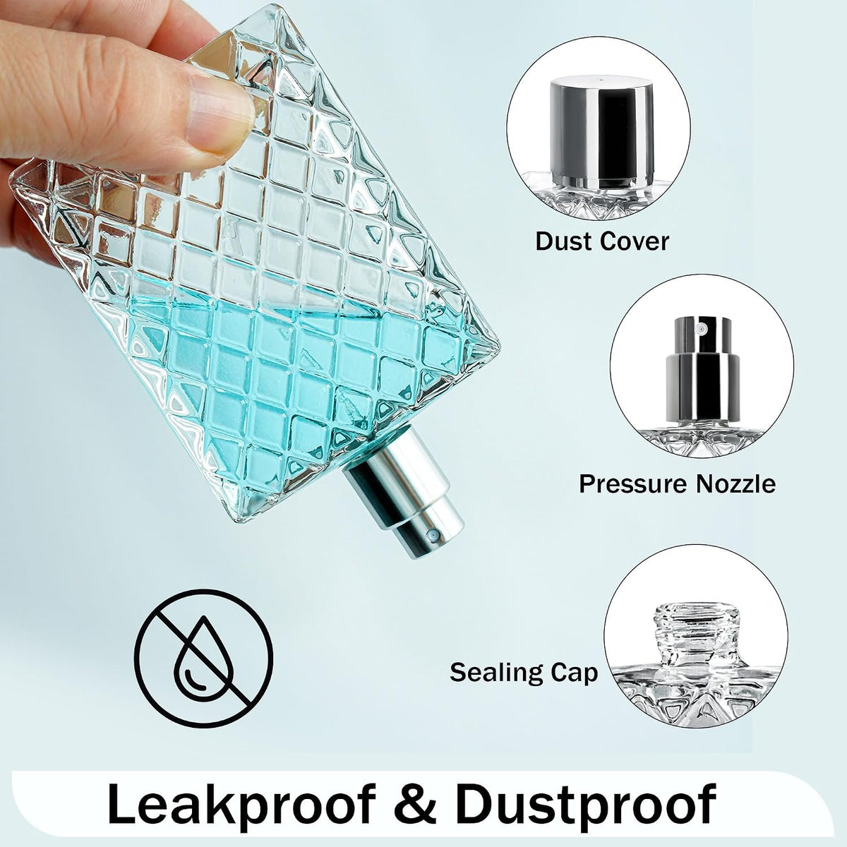YU FENG 2 Pack Perfume Spray Bottles, 100ml/3.4oz Refillable Glass Atomizer