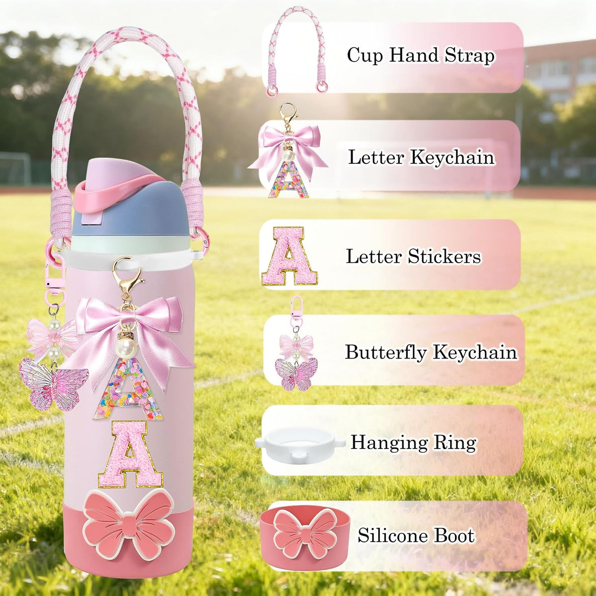 Bow Silicone Boot Set for Owala Water Bottle 24/32/40oz, Strap