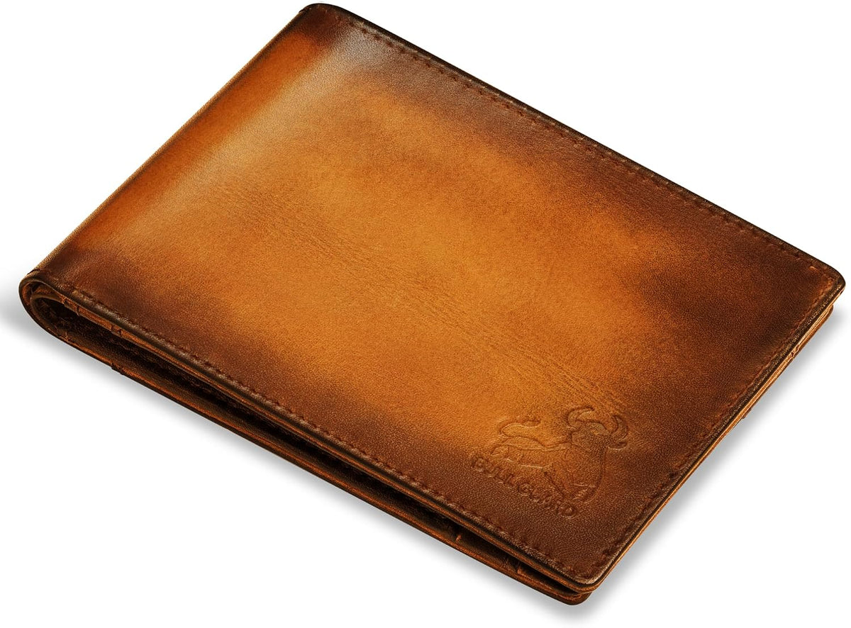 BULL GUARD Bifold Leather Wallet Slim Men's RFID Blocking Technology Premium Durable Leather & Tight Stitching, Quick Access Design with Security and Style Ideal for Work, Travel or Adventure