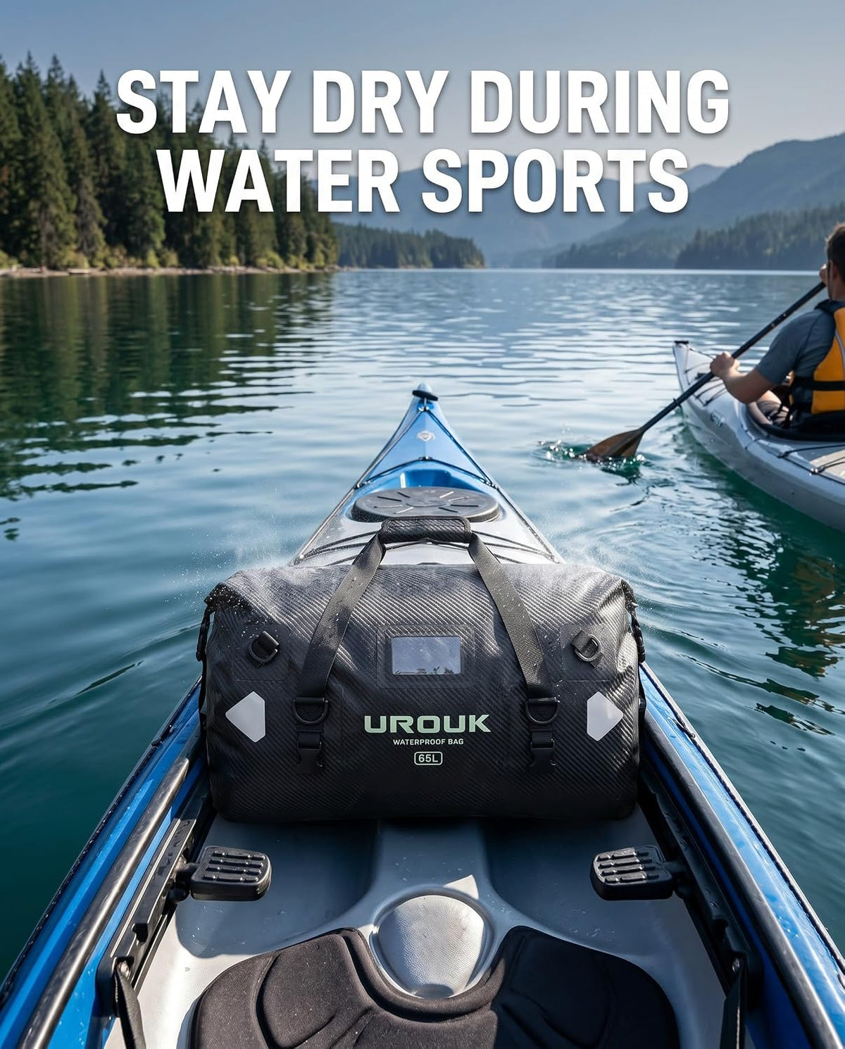 Waterproof Duffel Bag 40L 65L 90L Large Motorcycle Dry Bag Backpack,Roll-Top Heavy Duty Tail Bag Luggage Gear Bag with Straps for Travel, Camping, Fishing, Boating, Kayaking