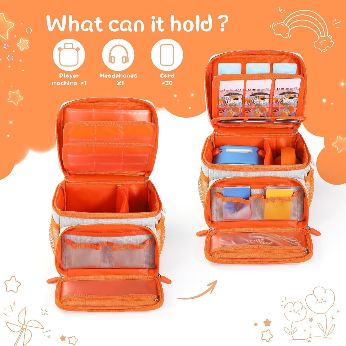 Carrying Case Fit for Yoto Player 3rd Generation & Headphone,Holds 30 Cards