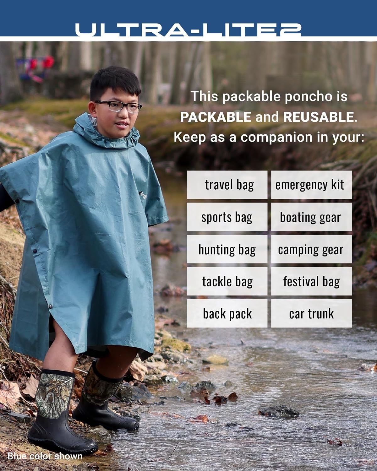 FROGG TOGGS Ultra-lite2 Waterproof Rain Poncho, Breathable and Reusable