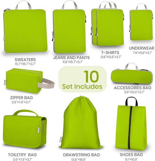 10 Set Compression Packing Cube for Travel Expandable Packing Organizer Bag