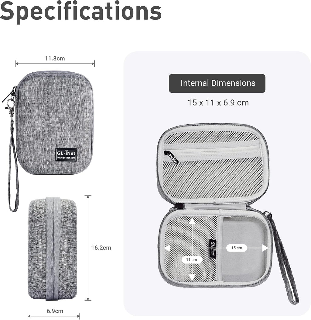 GL.iNet Gadget Organizer Case for Travel Routers GL-AXT1800/ GL-MT3000/ GL-SFT1200/ GL-E750, Chargers, Cables, and Accessories, Sturdy & Durable Pouch, Hand-carry EVA bag, Anti-shock, Water Resistant