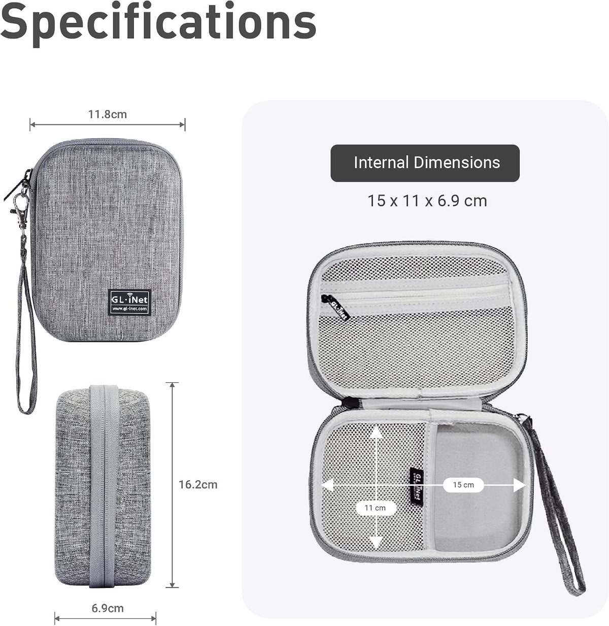 GL.iNet Gadget Organizer Case for Travel Routers GL-AXT1800/ GL-MT3000/ GL-SFT1200/ GL-E750, Chargers, Cables, and Accessories, Sturdy & Durable Pouch, Hand-carry EVA bag, Anti-shock, Water Resistant
