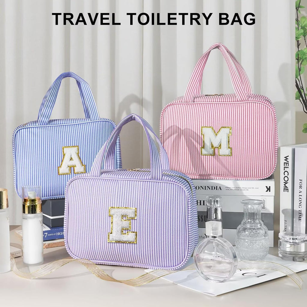 TOPEAST Gifts for Friends - Friendship Gifts for Women, Travel Toiletry Bag for Women, Hanging Toiletry Bag, Monogrammed Initial Toiletry Pouch Makeup Bag - Letter F, Purple