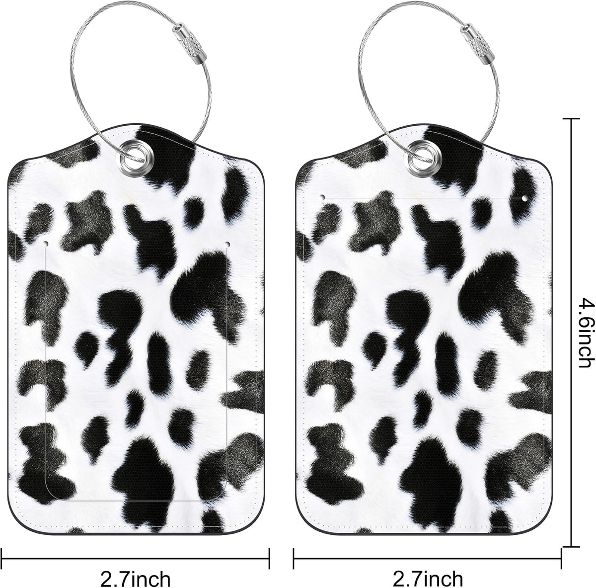 2 Pack PU Luggage Tags for Suitcase, Cow Texture Suitcase Tag Leather Privacy Cover ID Label with Stainless Steel Loop for Baggage Handbag School Bag Backpack