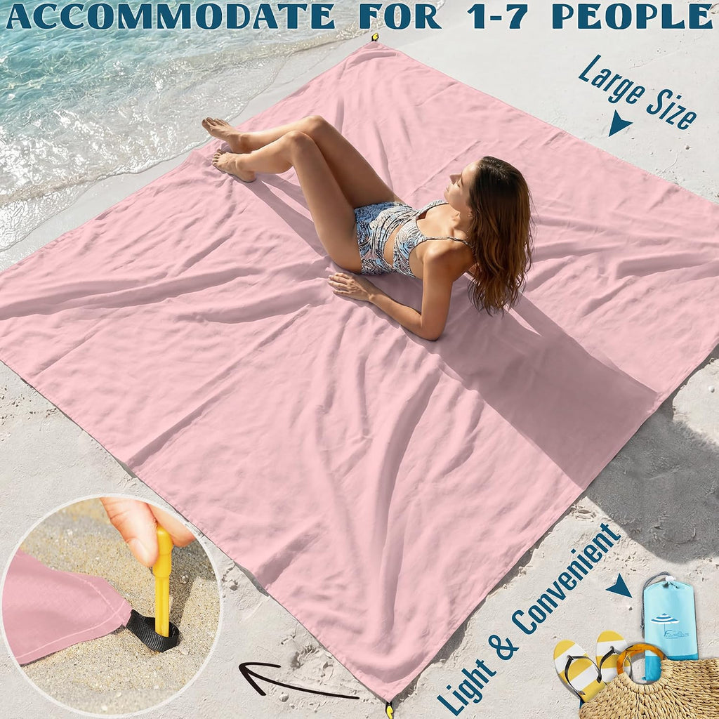 Beach Blanket Sandproof Waterproof Oversized 78"x81"/10'x9' Compact mat