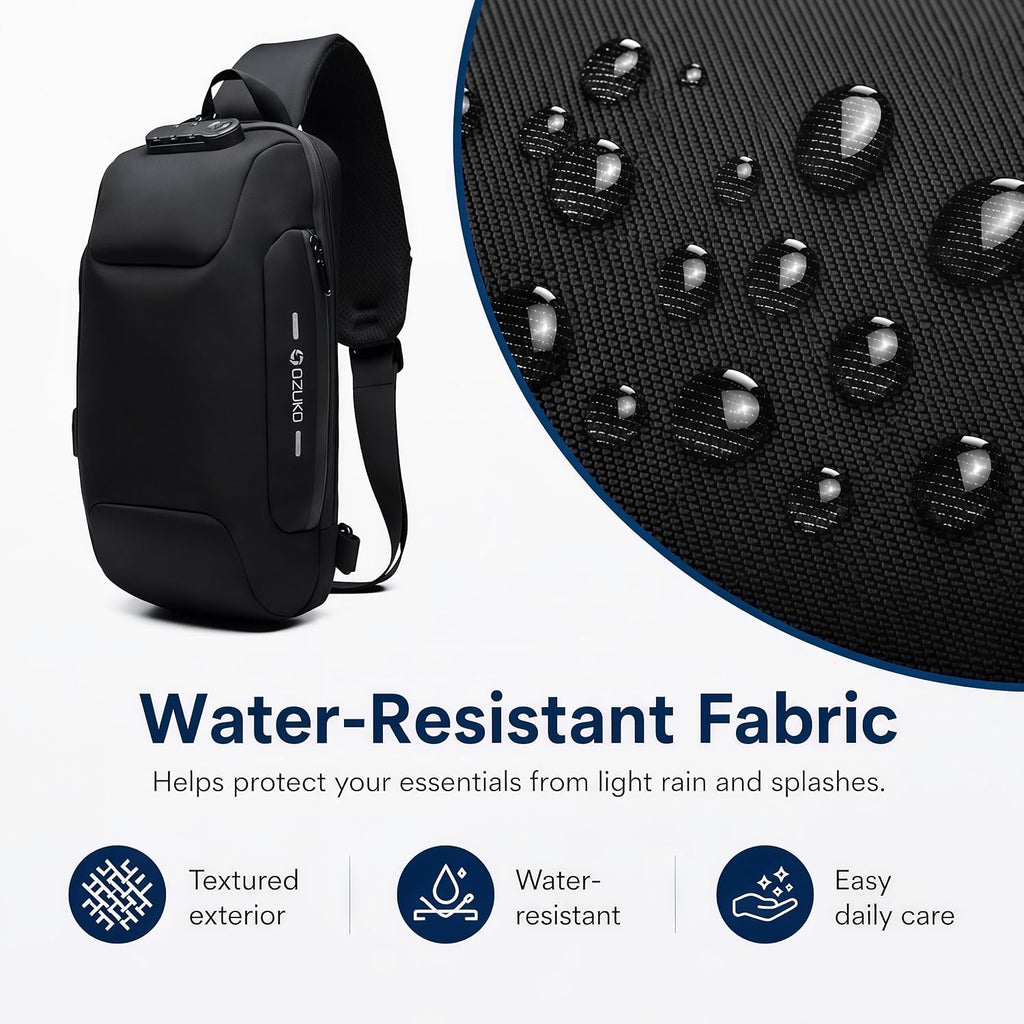 OZUKO Sling Bag for Men, Anti-Theft Crossbody Bag with Combination Lock