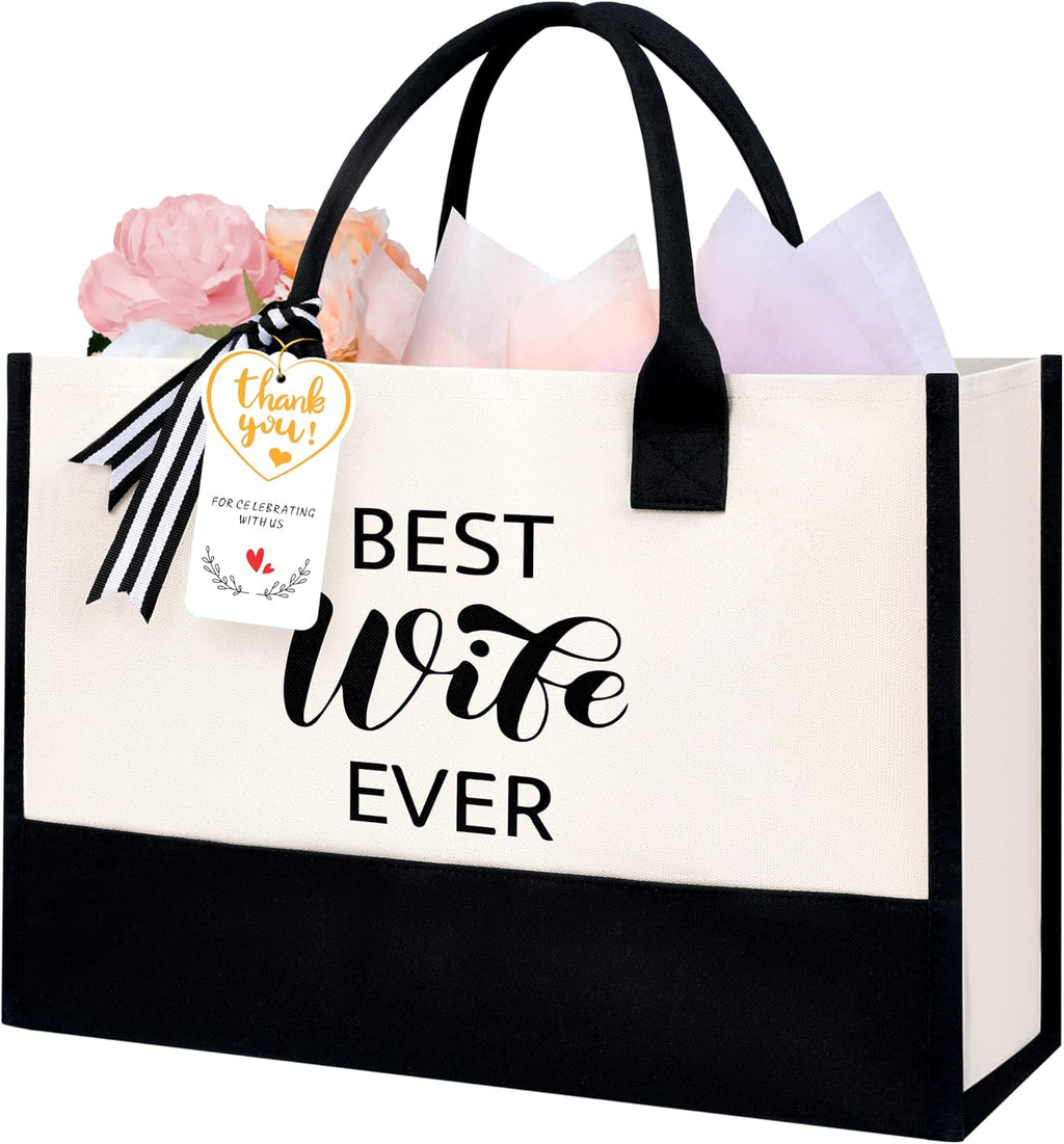 BAGAIL Initial Tote Bag, Personalized Birthday Gifts for Women, Teacher, Friends, Mom, Wedding, Monogrammed Beach Bag