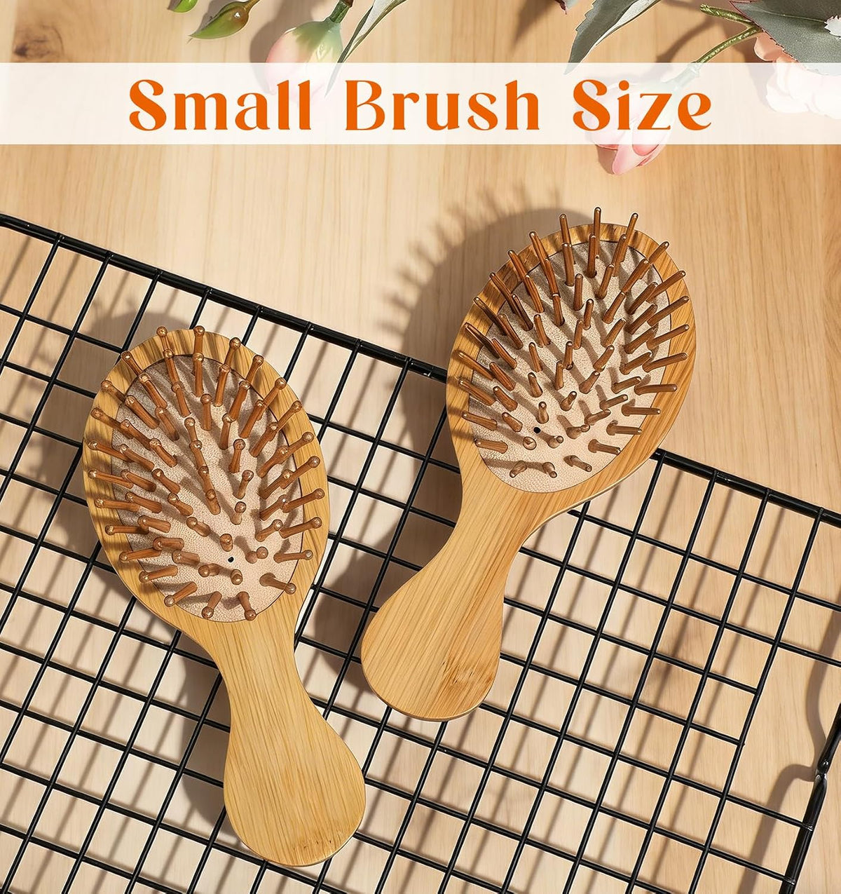 Mini Bamboo Brush, 2 PCS Bamboo Hair Brush Detangler