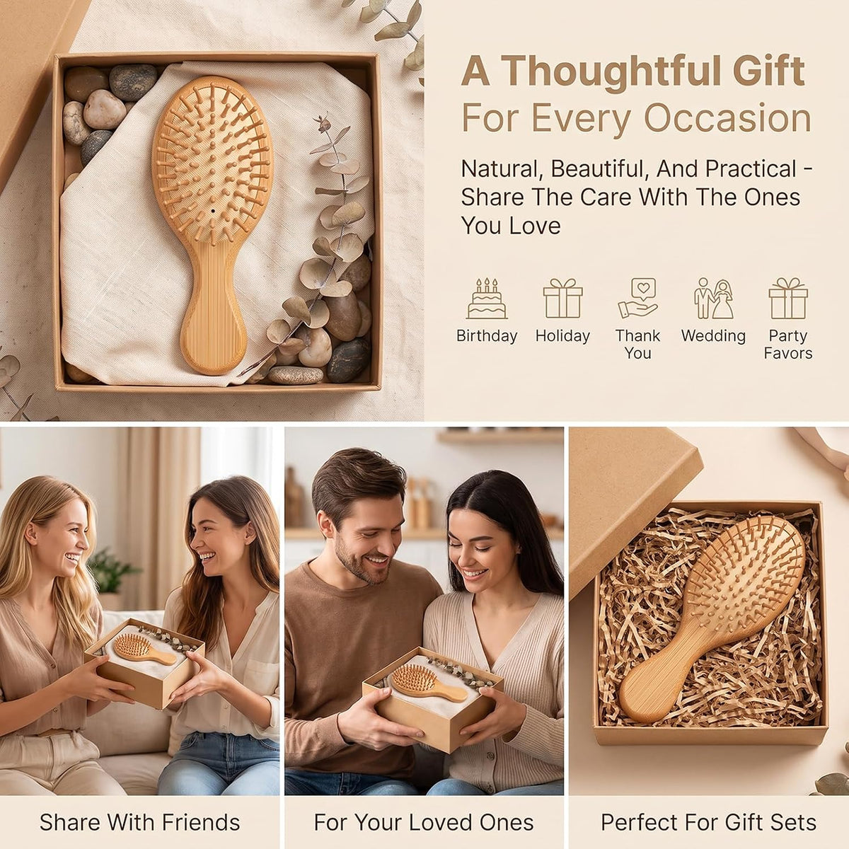 12 Set DIY Wooden Hairbrush Painting Kits, Mini Bamboo Hair Brush Bulk with Paint Brush and Palette, Hand Painted Crafts, Make Your Own Hair Brushes for Girls Hand Painted DIY Gift Party Crafts, Squar
