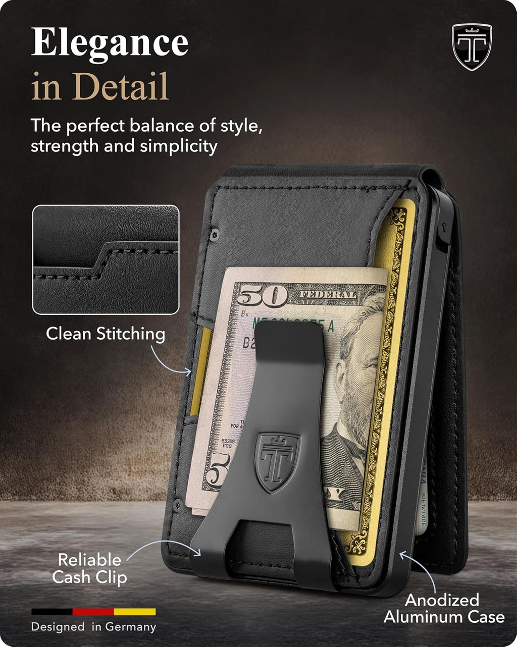 SLYDE Pop Up Wallet with Money Clip - RFID Safe Card Holder for 10 Cards