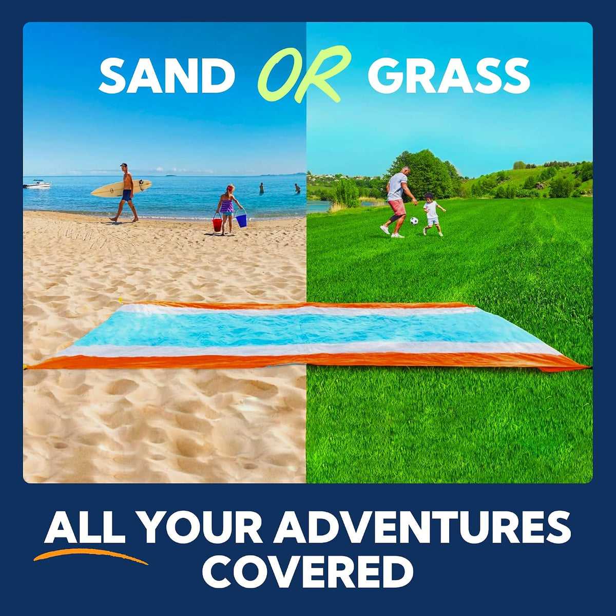 SUN NINJA Sand Free Beach Blanket, Sandproof Beach Mat, 10ft x 9ft, Camo