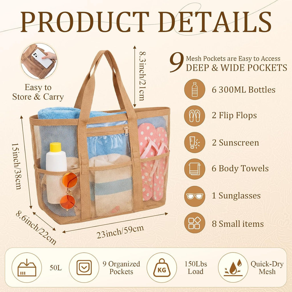 Shinylin 50l Mesh Beach Bag with Cooler Set Picnic Pool