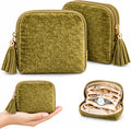 Travel Jewelry Pouch, Compact Zipper Jewelry Case Bags (Grass Green)