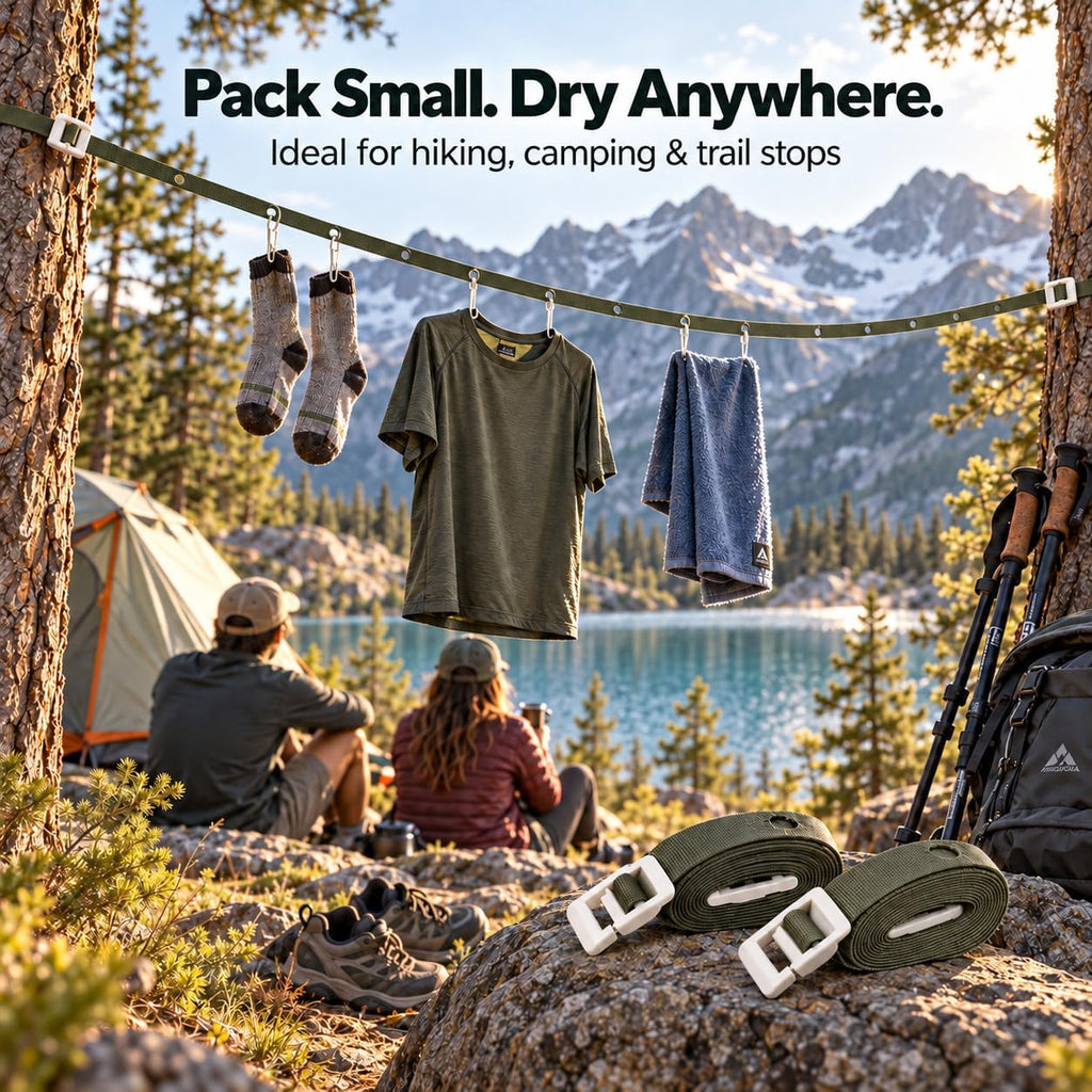 2 Pack Adjustable Portable Travel Clothesline with Buckle