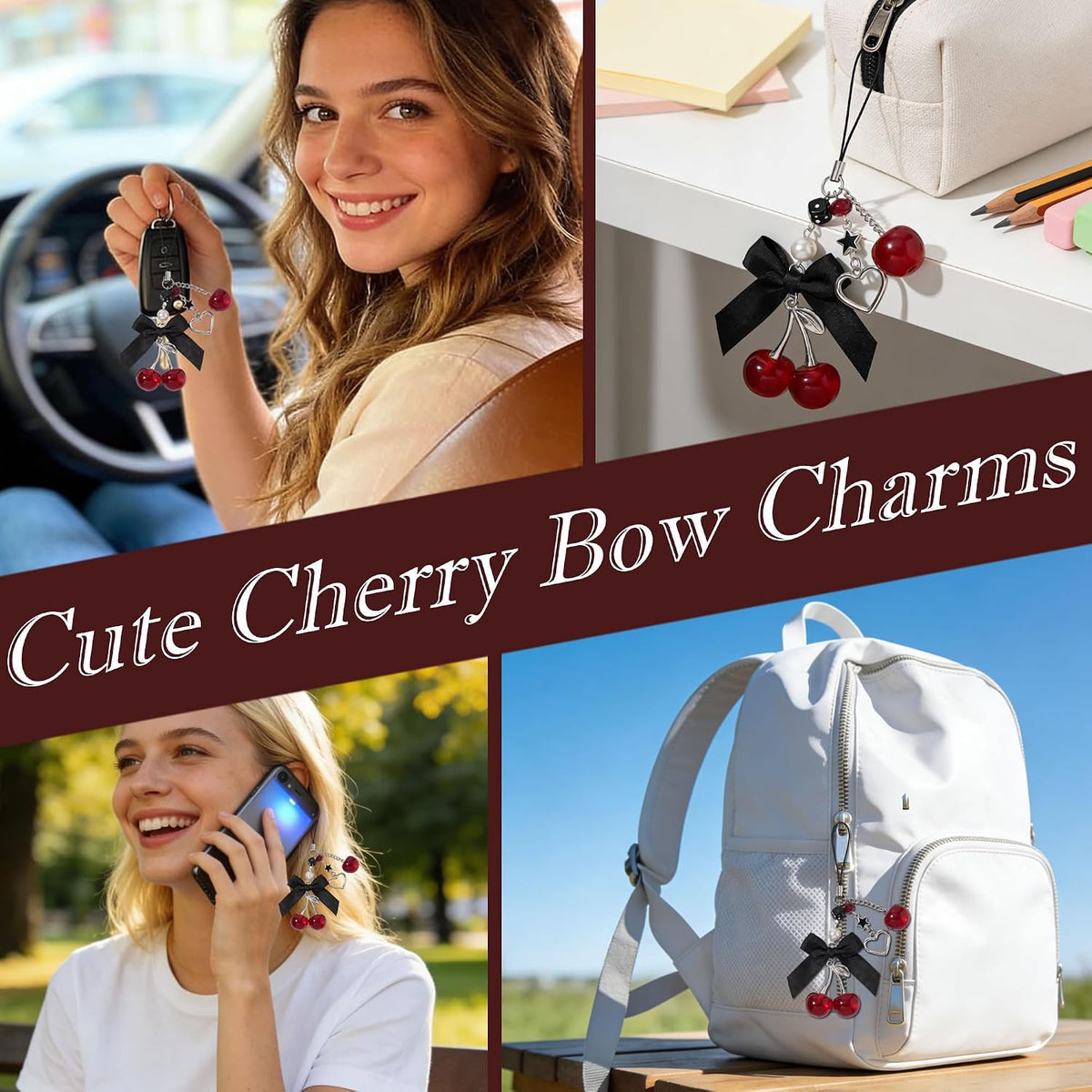 Black Cherry Charm Bow Silicone Boot Set for Owala 24/30/32/40 oz