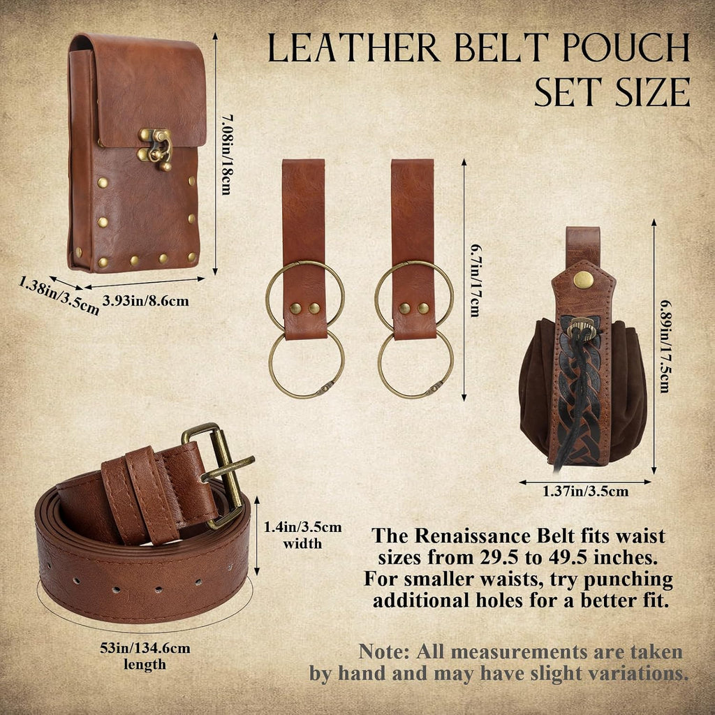 Renaissance Belt Pouch Medieval Pirate Costume Accessories Set for Cosplay