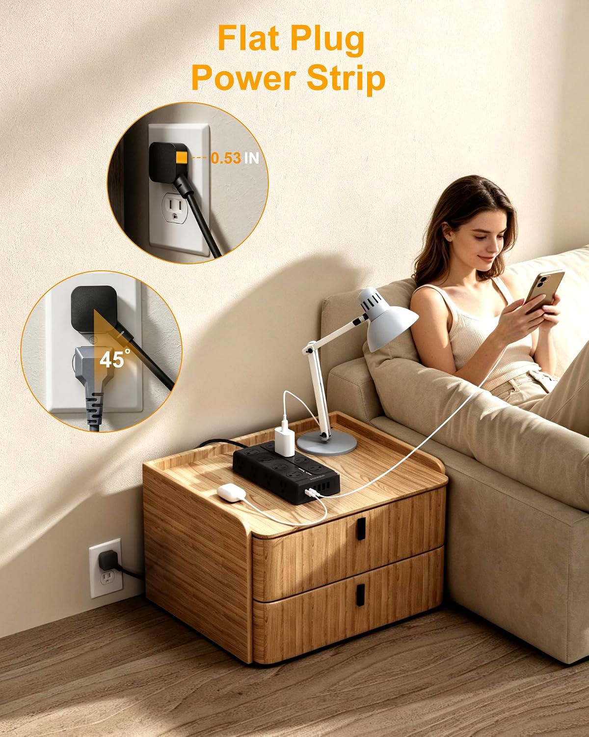 Surge Protector Power Strip 6Ft Extension Cord with 6 USB & 16 Outlets