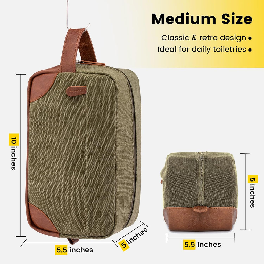 Vorspack Canvas Travel Toiletry Bag for Men, Medium, Green