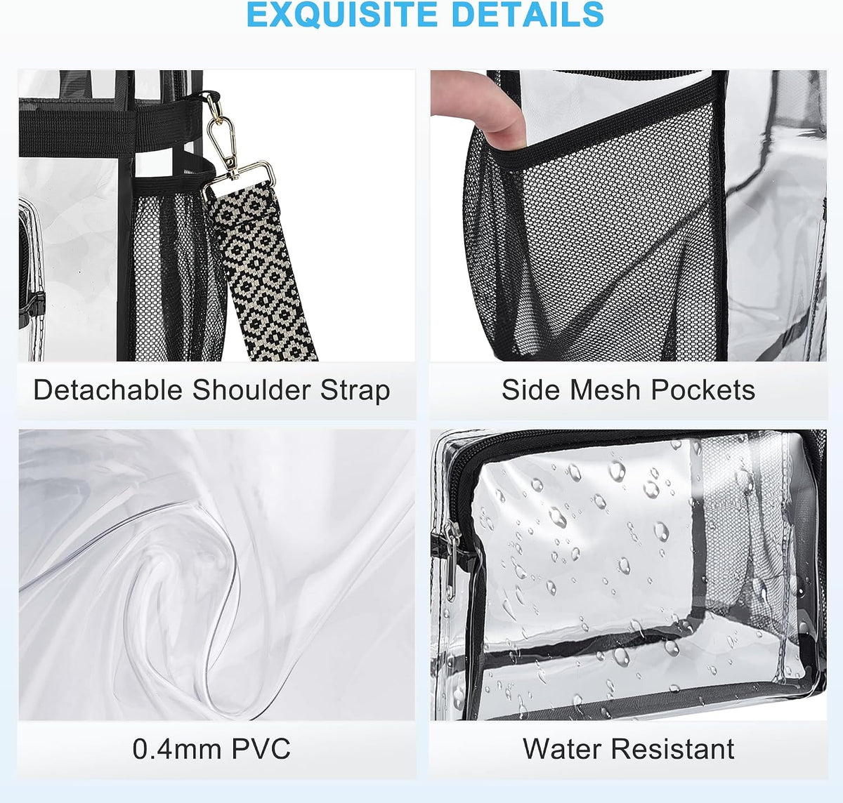 Bagenius Clear Tote Bag, 12x5.5x12 Inches Travel Tote Bag Stadium Approved