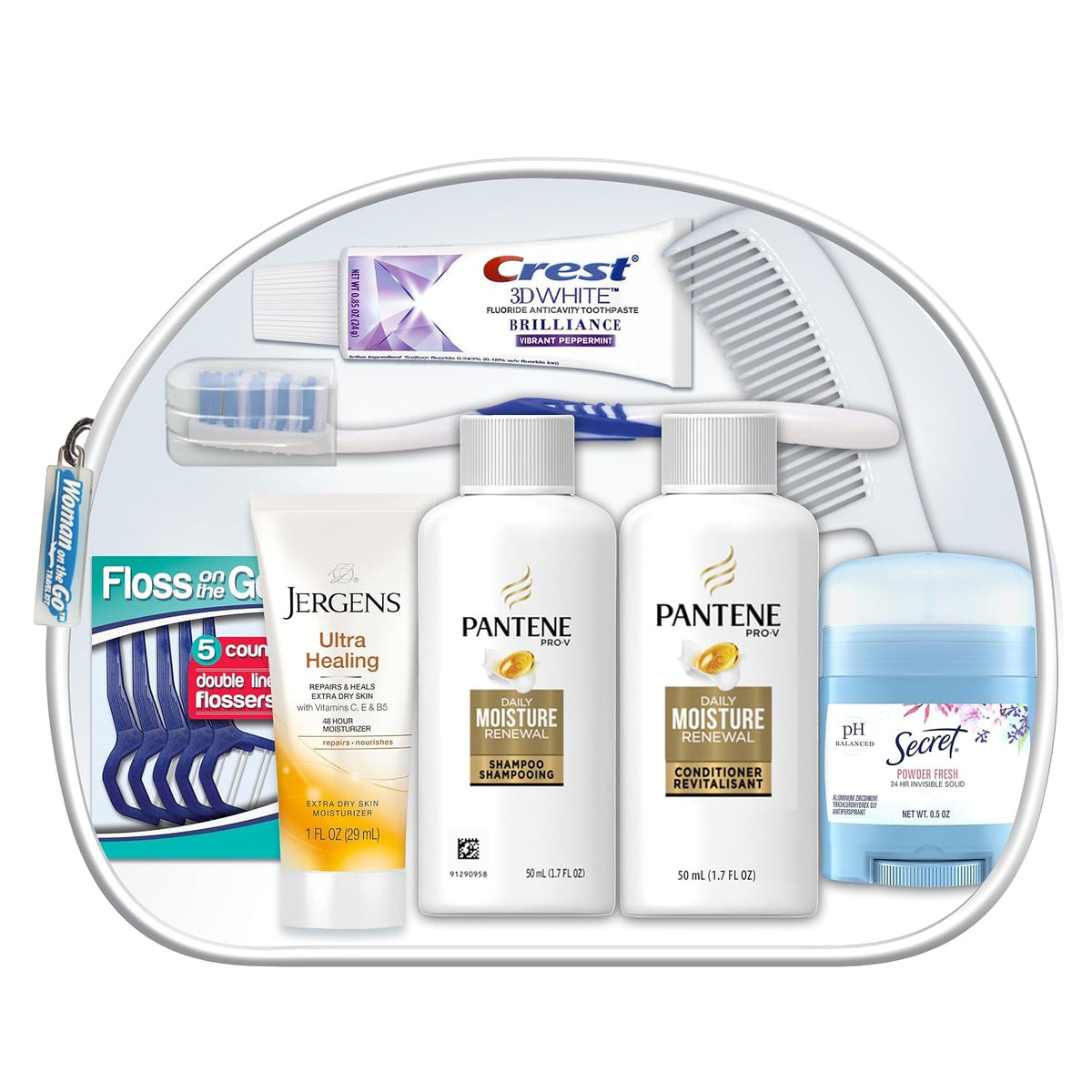 Convenience Kits International Women's Deluxe 10 Piece Kit with Travel Size TSA Compliant Essentials Featuring: Pantene Hair Products in Reusable Toiletry Zippered Bag