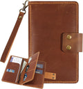 Handmade Genuine Leather Family Passport Holder | Travel Document Organizer Holds 4 Passports | Vintage Wristlet Wallet with Credit Card Slots (Brown)