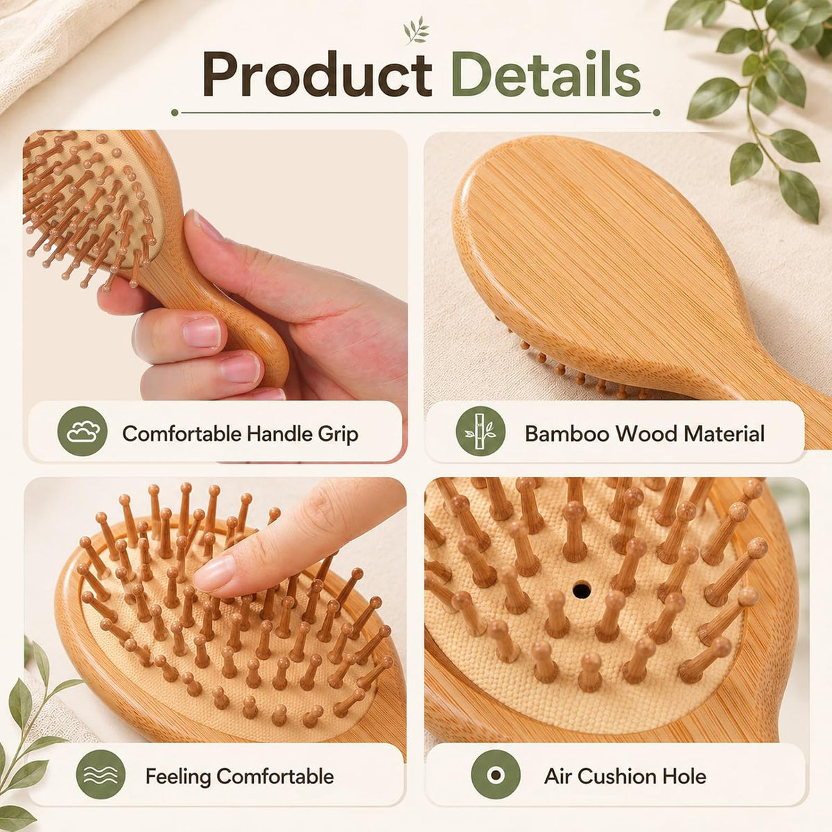 12 Set DIY Wooden Hairbrush Painting Kits, Mini Bamboo Hair Brush Bulk with Paint Brush and Palette, Hand Painted Crafts, Make Your Own Hair Brushes for Girls Hand Painted DIY Gift Party Crafts, Squar