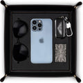 VLANDO Valet Tray, Foldable PU Leather Catchall Tray, Black