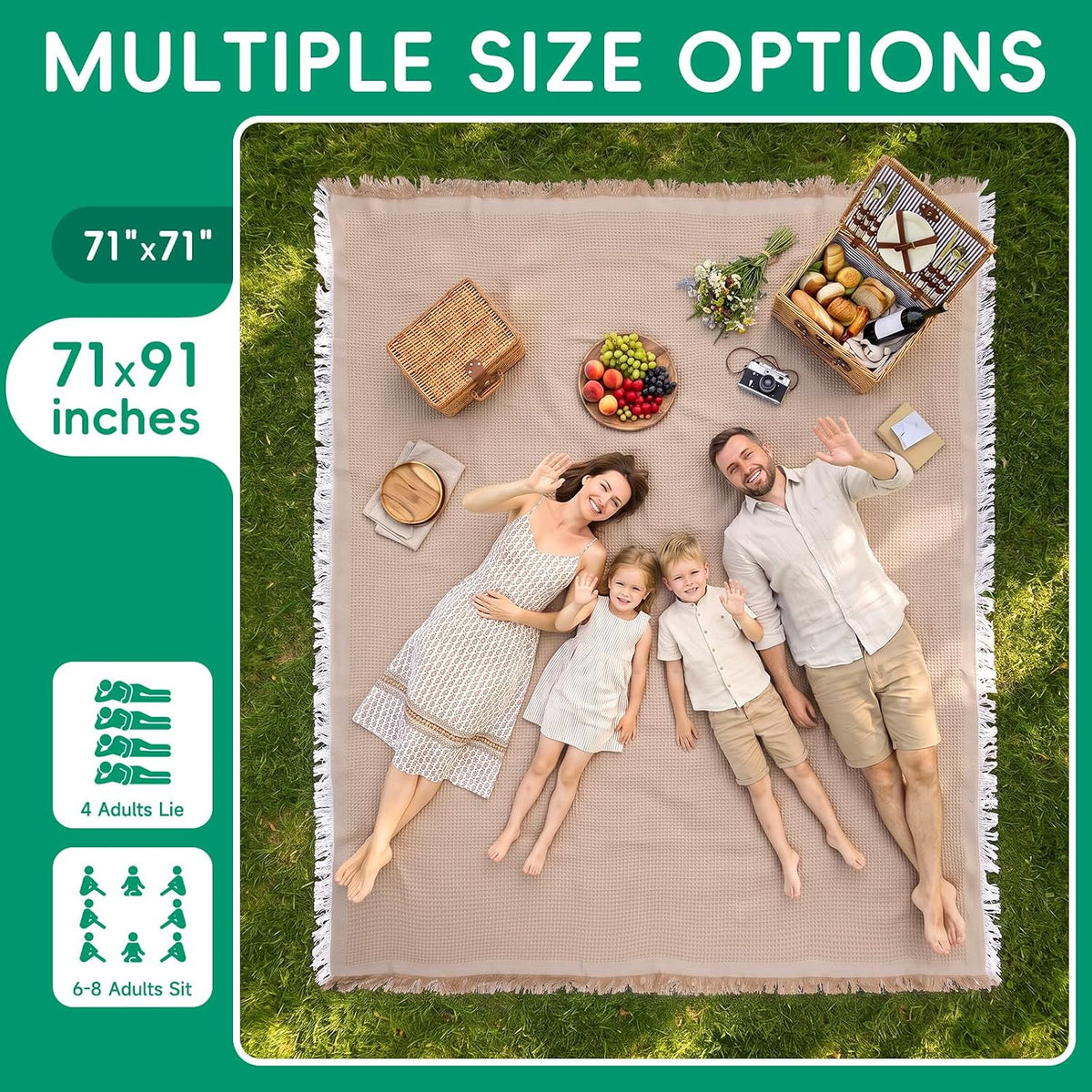 RYCHIC Extra Large Boho Beach Mat Picnic Outdoor Blanket Woven Giant Towel Camping Gear Cruise Essential 2026 Summer Vacation Must Have Airplane Travel Accessories Costa Rica Bahamas Hawaii Trip Stuff