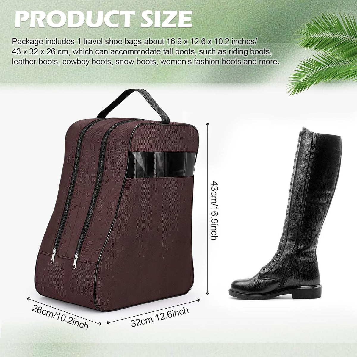 Aliceset 1 Pcs Boot Bags for Cowboy Boots Travel Boot Storage Bag Brown