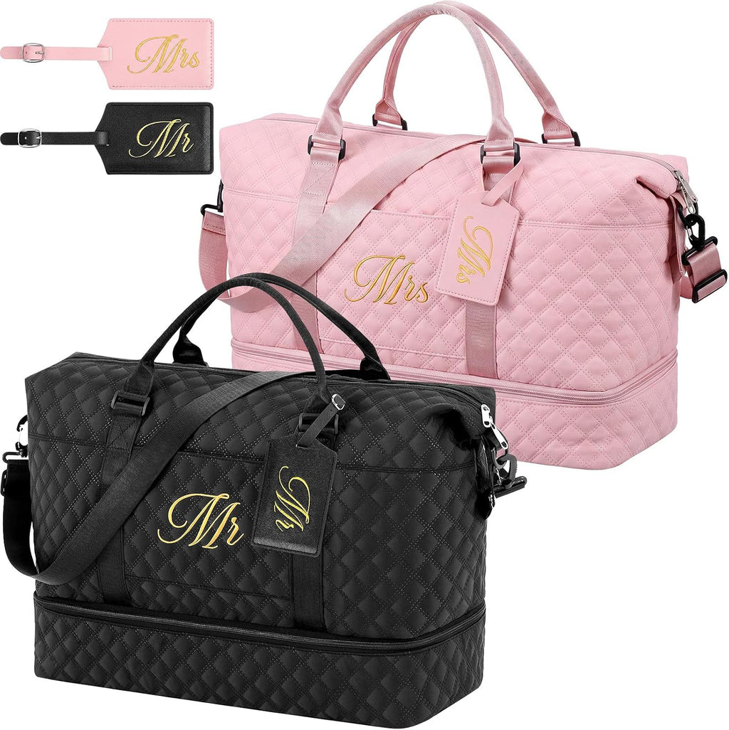 Dansydaisy Mr and Mrs Black,Pink 4 Pcs Honeymoon Duffel Bag Set