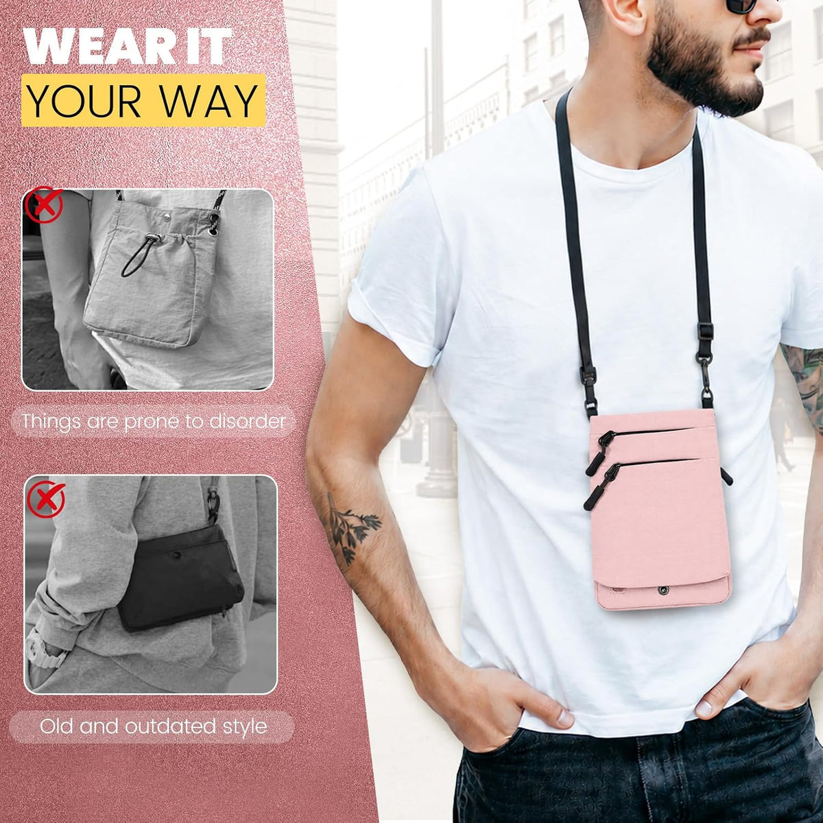 RFID Blocking Passport Holder for Travel Women Wallet Suit Single & Couples, Travel Essentials Neck Wallet with Adjustable Strap and Multi-Pocket Document Organizer Men for International Travelers