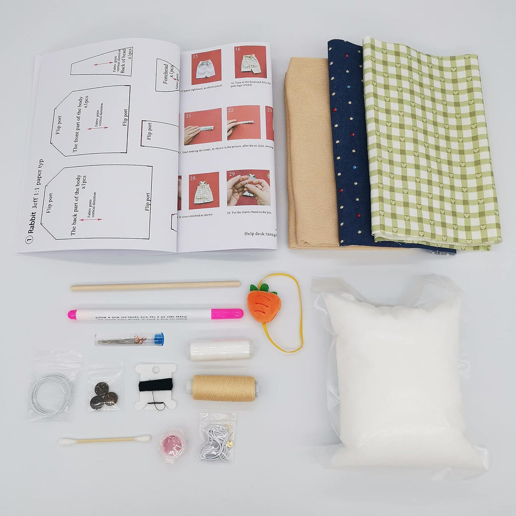 DIY Bunny Sewing Craft Kit, Handmade Fabric Project with Instructions