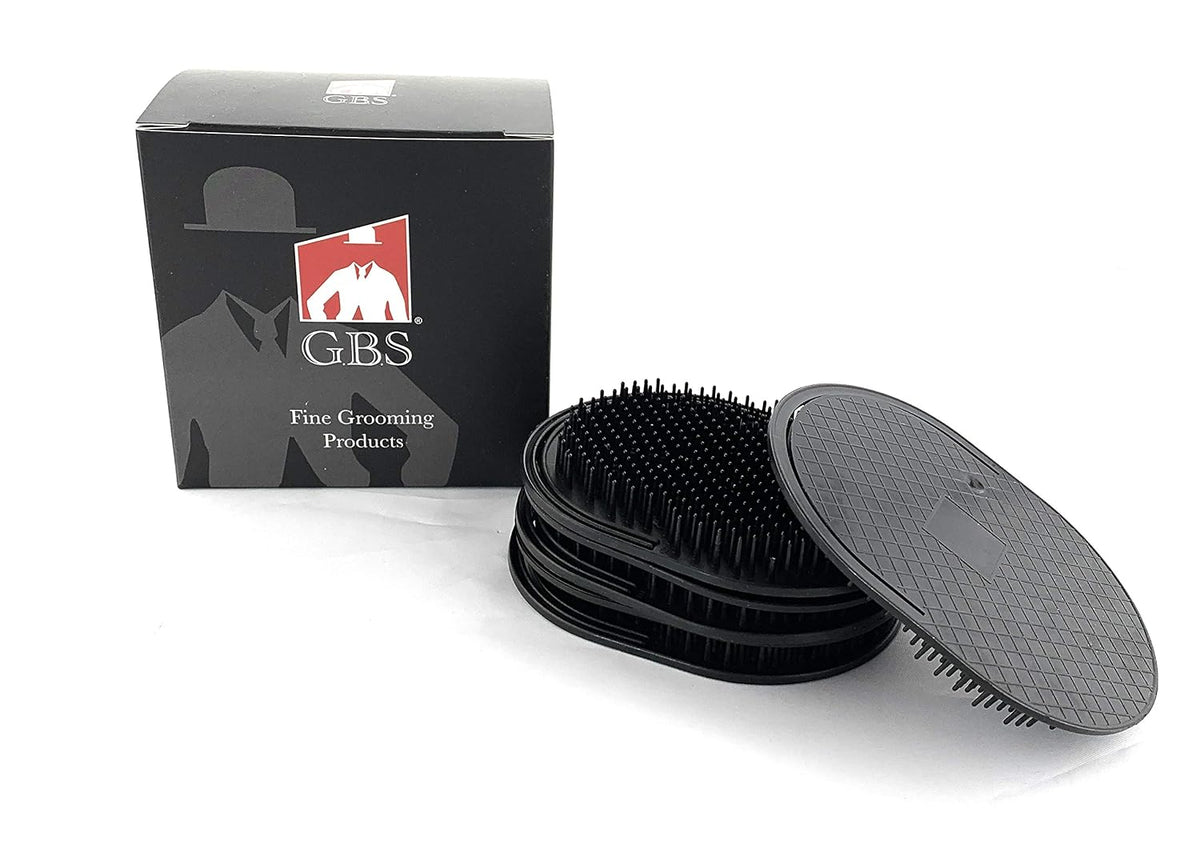 GENTS Pocket Palm Hair Brush Comb Set, 6 Pack, Travel Size, Black