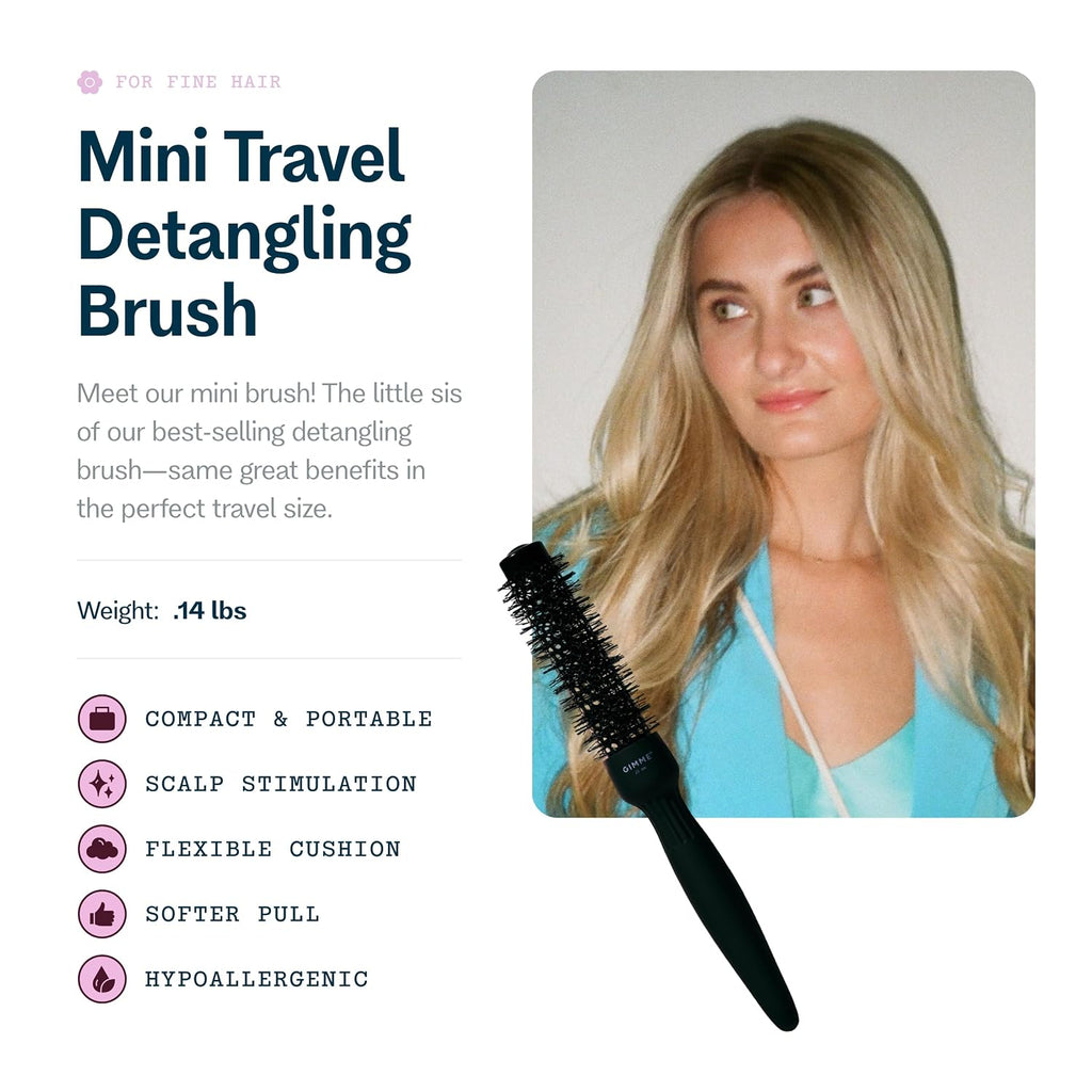 Gimme Hair Brush Mini Travel Detangler, Fine Hair, Black